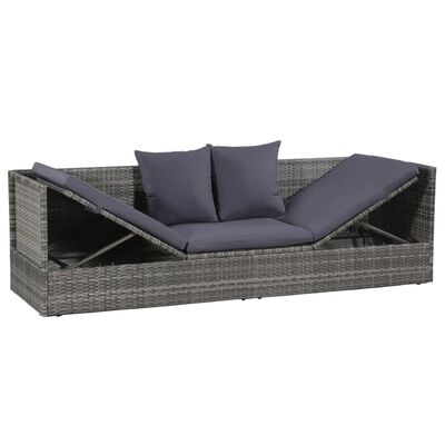 vidaXL szürke polyrattan kerti ágy 200 x 60 cm