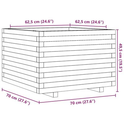 vidaXL viaszbarna tömör fenyőfa kerti virágláda 70 x 70 x 49,5 cm