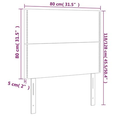 vidaXL 2 db sötétkék bársony fejtámla 80 x 5 x 78/88 cm