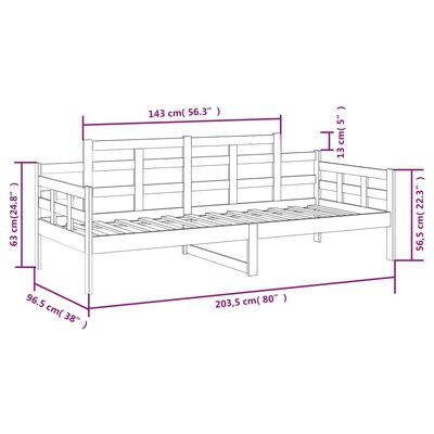 vidaXL fehér tömör fenyőfa kanapéágy 90 x 200 cm