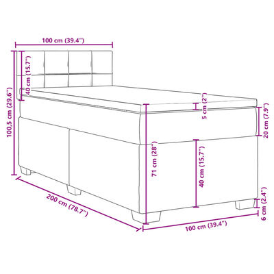 vidaXL sötétzöld bársony rugós ágy matraccal 100 x 200 cm