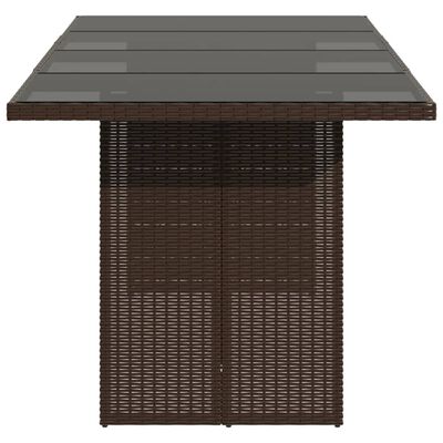 vidaXL barna polyrattan üveglapos kerti asztal 190 x 80 x 74 cm