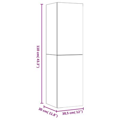 vidaXL füstös tölgy színű falra szerelhető TV-szekrény 30,5x30x110 cm