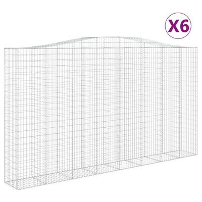 vidaXL 6 db íves horganyzott vas gabion kosár 400x50x220/240 cm