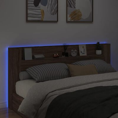 vidaXL barna tölgy színű áthidalószekrény LED-ekkel 220x16,5x103,5 cm