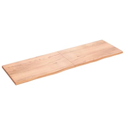 vidaXL világosbarna kezelt tömör tölgyfa fali polc 200 x 60 x (2-4) cm