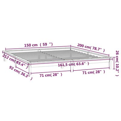 vidaXL King Size mézbarna tömör fa LED-es ágykeret 150 x 200 cm