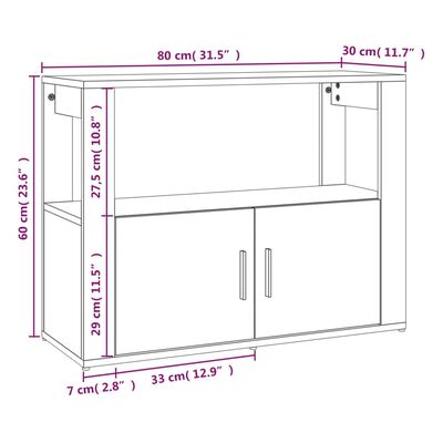 vidaXL fekete szerelt fa tálalószekrény 80x30x60 cm