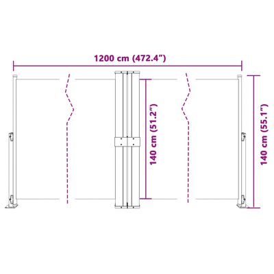 vidaXL krémszínű behúzható oldalsó napellenző 140x1200cm