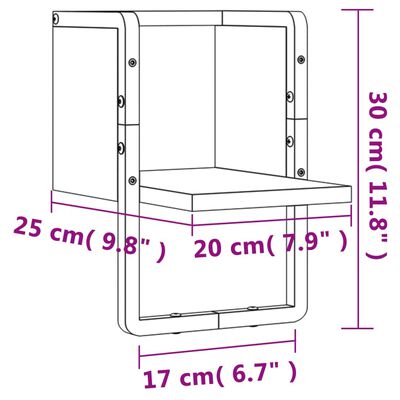 vidaXL szürke sonoma tölgy színű fali polc rúddal 20 x 25 x 30 cm