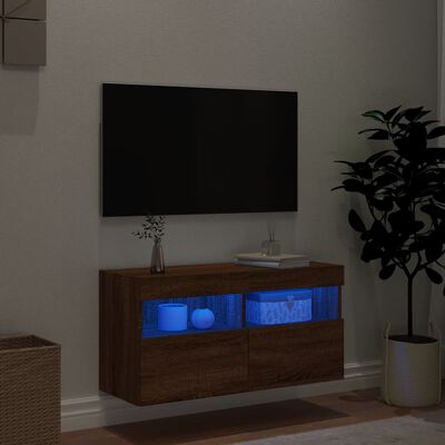 vidaXL barna tölgyszínű fali TV-szekrény LED-del 80x30x40 cm