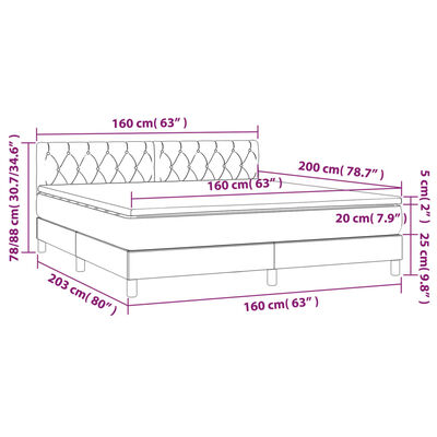 vidaXL fekete szövet rugós ágy matraccal 160x200 cm