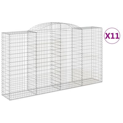 vidaXL 11 db íves horganyzott vas gabion kosár 300x50x160/180 cm