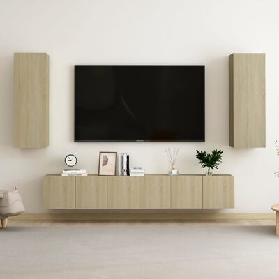 vidaXL 5 részes sonoma-tölgy színű szerelt fa TV-szekrényszett