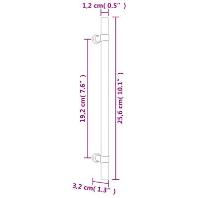 vidaXL 20 db fekete rozsdamentes acél szekrényfogantyú 192 mm