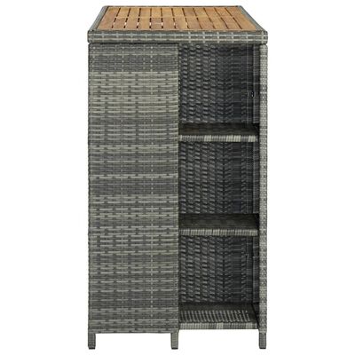 vidaXL szürke polyrattan bárasztal tárolópolccal 120 x 60 x 110 cm