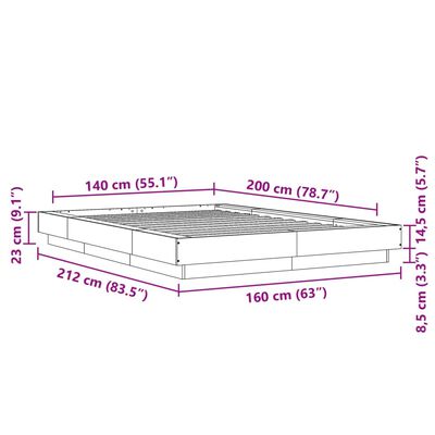 vidaXL fekete szerelt fa ágykeret 140 x 200 cm