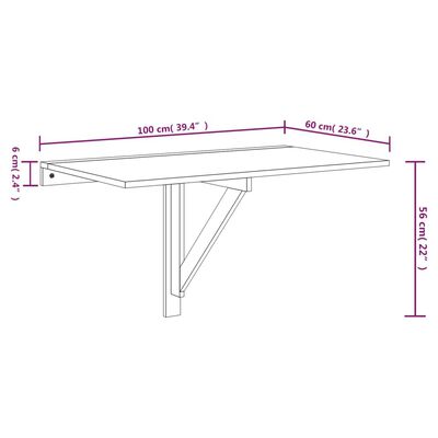 vidaXL szürke sonoma szerelt fa összecsukható fali asztal 100x60x56 cm