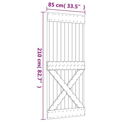 vidaXL tömör fenyőfa tolóajtó fémszerelék szettel 85x210 cm