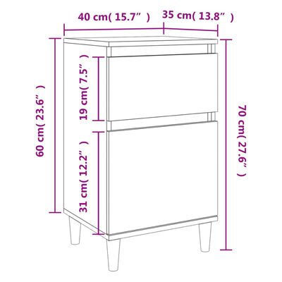 vidaXL 2 db szürke sonoma színű éjjeliszekrény 40 x 35 x 70 cm