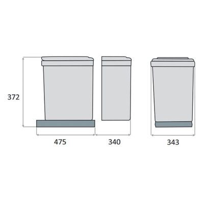 eyckhaus szürke téglalap alakú szelektív hulladékgyűjtő 1x16 L 2x7,5 L