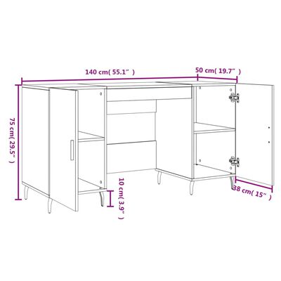 vidaXL barna tölgyszínű szerelt fa íróasztal 140 x 50 x 75 cm