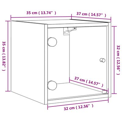 vidaXL 2 db füstös tölgy színű éjjeliszekrény üvegajtókkal 35x37x35 cm