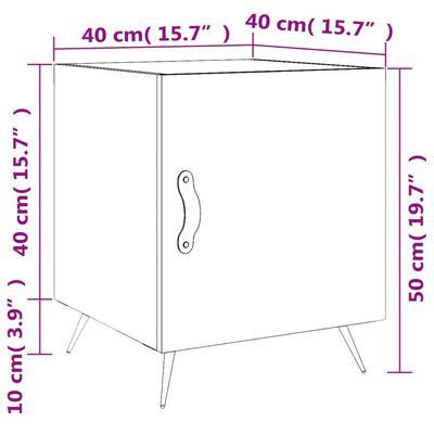 vidaXL 2 db barna tölgyszínű szerelt fa éjjeliszekrény 40 x 40 x 50 cm