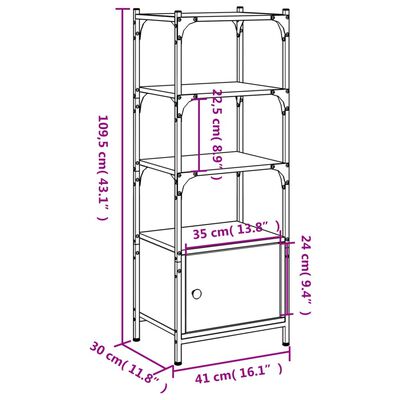 vidaXL 3 szintes fekete szerelt fa könyvespolc 41 x 30 x 109,5 cm