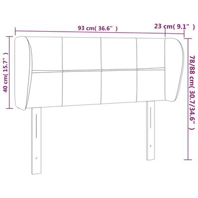 vidaXL kék szövet fejtámla 93x23x78/88 cm