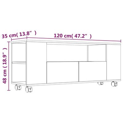 vidaXL fekete szerelt fa TV-szekrény 120x35x48 cm