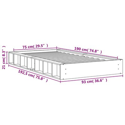 vidaXL viaszbarna tömör fenyőfa ágykeret 75 x 190 cm