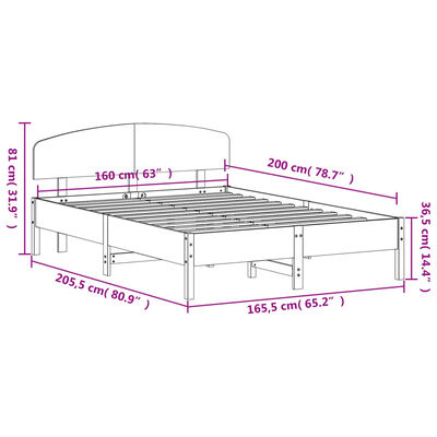 vidaXL fehér tömör fenyőfa ágy matrac nélkül 160 x 200 cm