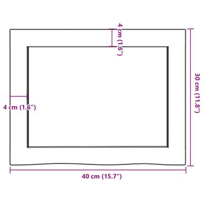 vidaXL sötétbarna kezelt tömör fa fürdőszobai pult 40x30x(2-6) cm