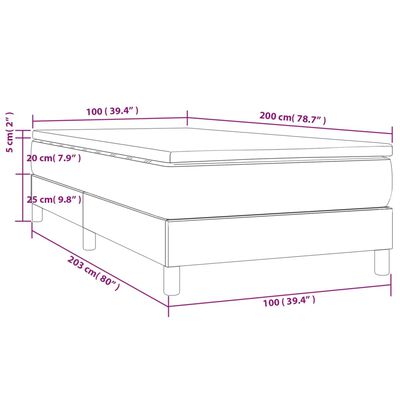 vidaXL krémszínű szövet rugós ágy matraccal 100 x 200 cm