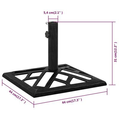 vidaXL fekete öntöttvas napernyőtalp 44 x 44 x 31 cm