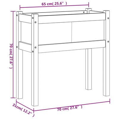 vidaXL tömör fenyőfa kerti virágláda lábakkal 70 x 31 x 70 cm