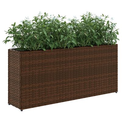 vidaXL 2 db barna polyrattan kerti ültetőláda 2 cseréppel 90x20x40 cm