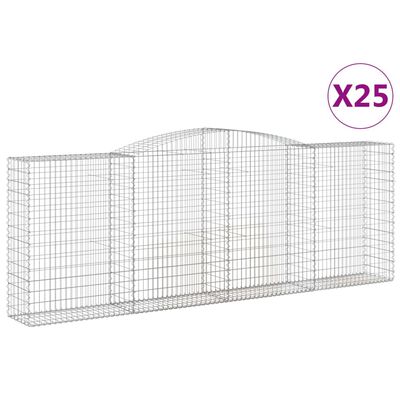 vidaXL 25 db íves horganyzott vas gabion kosár 400x50x140/160 cm