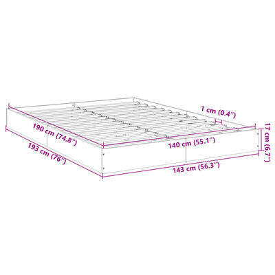 vidaXL füstös tölgy színű szerelt fa ágykeret matrac nélkül 140x190 cm