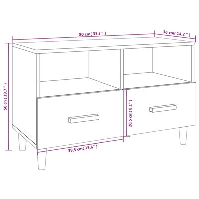 vidaXL füstös tölgy színű szerelt fa TV-szekrény 80 x 36 x 50 cm