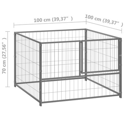 vidaXL ezüst acél kutyakennel 100 x 100 x 70 cm