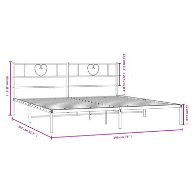 vidaXL fekete fém ágykeret fejtámlával 193 x 203 cm