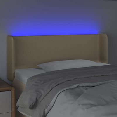 vidaXL krémszínű szövet LED-es fejtámla 83 x 16 x 78/88 cm