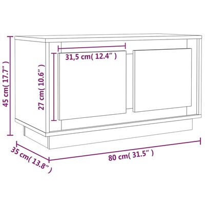 vidaXL magasfényű fehér szerelt fa TV-szekrény 80 x 35 x 45 cm