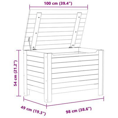 vidaXL RANA fehér tömör fenyőfa tárolóláda fedéllel 100 x 49 x 54 cm