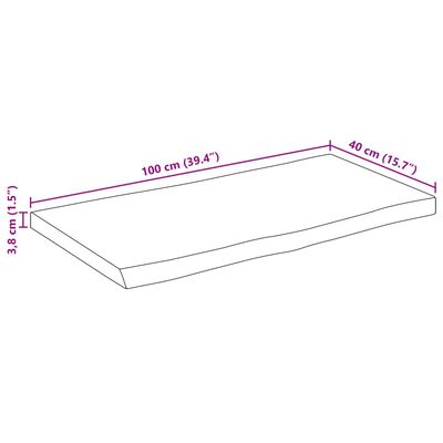 vidaXL tömör nyers mangófa természetes élű asztallap 100 x 40 x 3,8 cm