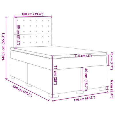 vidaXL sötétszürke bársony rugós ágy matraccal 120 x 200 cm