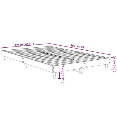 vidaXL sonoma tölgy színű szerelt fa ágykeret matrac nélkül 120x190 cm