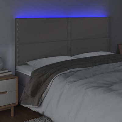 vidaXL szürke műbőr LED-es fejtámla 200x5x118/128 cm